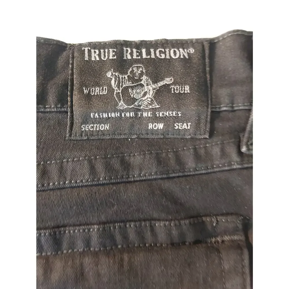 True Religion W40 Black Ricky Relaxed Straight Jeans #M162